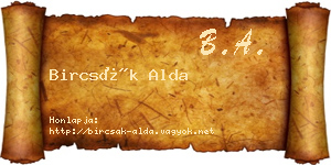 Bircsák Alda névjegykártya
